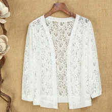 2019 New Fashion Summer Women Hollow Out Lace Blouses Sexy Long Sleeve Cardigan Top Sun Protection Shirt Plus Size 5XL