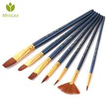 7 шт. набор кистей для рисования, нейлоновая кисть для окрашивания волос, различные стили, короткая акриловая кисть для масляных красок, акварельная ручка, товары для рукоделия