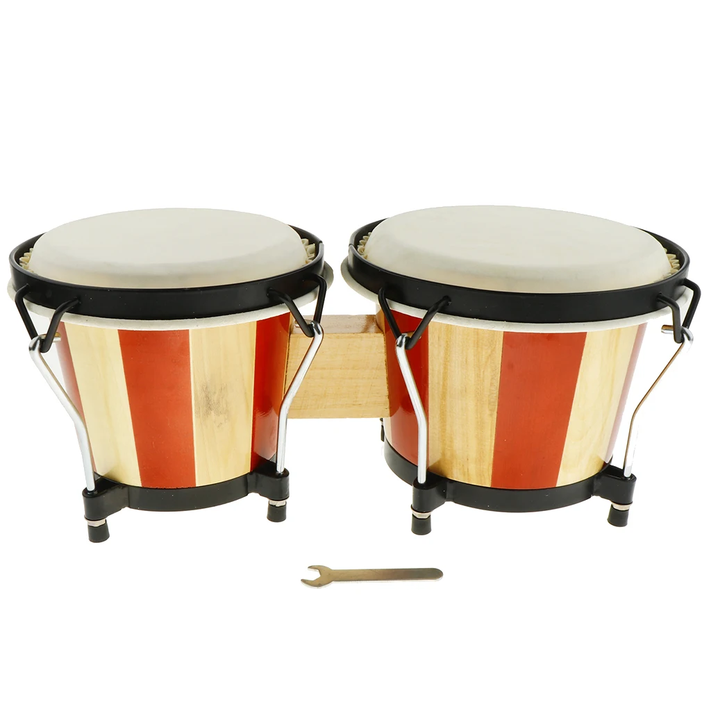 Tooyful Exquisite 6.5inch 7.5inch Bongo Drum with Tuning Key for Kids Adults Hand Percussion