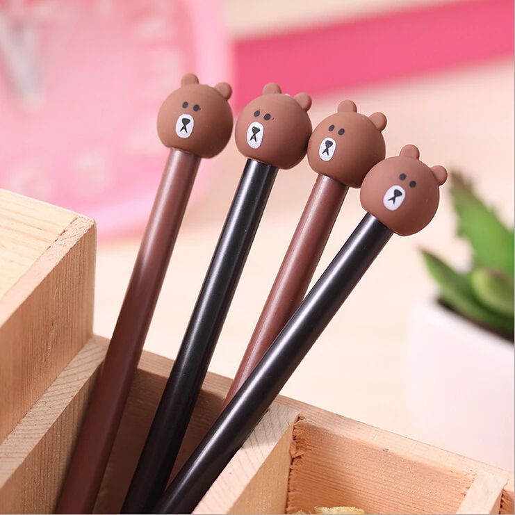 

Eleen Brook 1 Piece Korea Stationery Fashion Creativity Cute Cartoon Bear Super Vision Gel Ink Pen 2 Colors