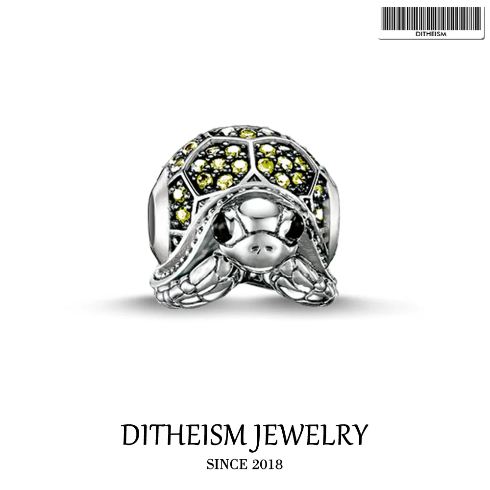 

DIY Beads Cold Green Tortoise Charm 3mm Hole,2018 Fashion Silver Jewelry Trendy Gift For Women Girl Fit Bracelets Necklace