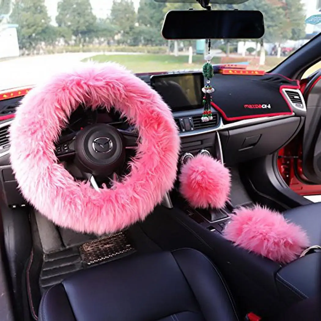 Продажа Крышка шерстяная рулевая зима Авто Руль Автомобильный Автомобиль Внутренний ручной тормоз мягкий общий аксессуар крышка рулевого колеса