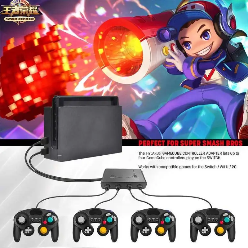 

4 Port Game Controller Adapter 3 in 1 Controller Adapter Converter For Nintend Switch Wii U PC Game Cube/For Wii U Console