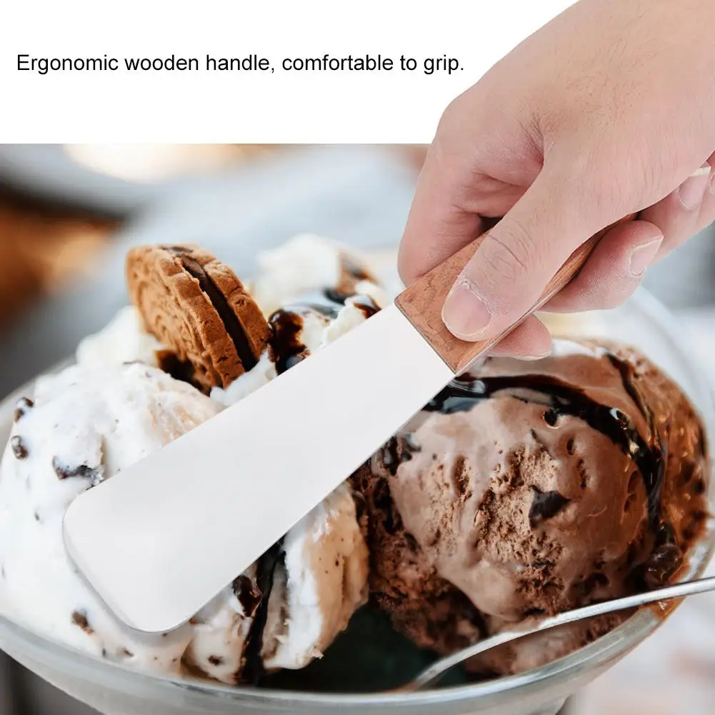 Лопата для мороженого из нержавеющей стали с деревянной ручкой, десертная лопата, маслорезы, кухонная посуда для дома