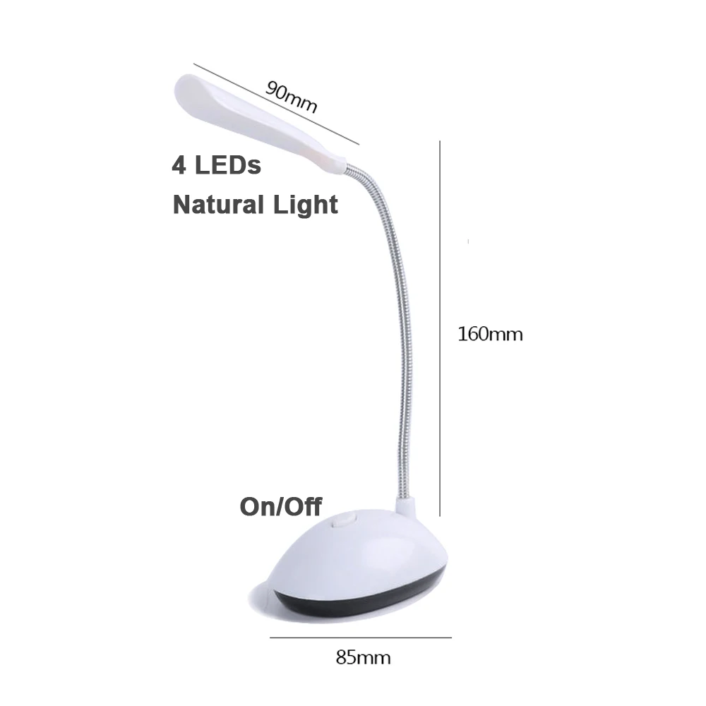  Flexible LED Desk Lamp College Dorm Table Lamp for Bedroom AAA Battery Powered Study Book Lights Ch - 32974766547