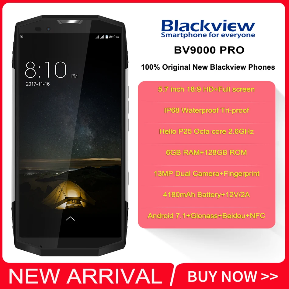 BLACKVIEW BV9000 PRO NFC OTG 6 ГБ ОЗУ 128 Гб ПЗУ IP68 Ударопрочный мобильный телефон 5," Android 7,1 P25 Восьмиядерный разблокировка 4G смартфон