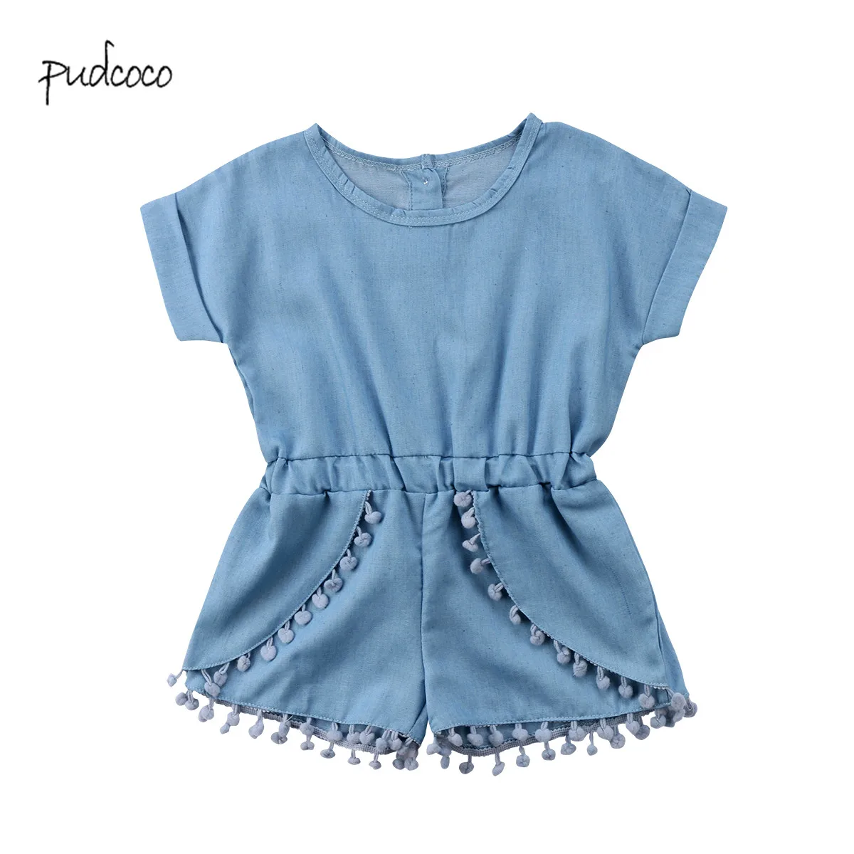 

Pudcoco New Brand Toddler Baby Girl Tassel Bodysuit Solid Playsuit Short Sleeve Clothes
