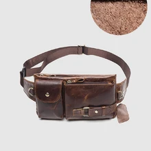 CARANFIER мужские сумки на пояс портмоне из натуральной яловой кожи одноцветные сумки через плечо винтажные поясные сумки на молнии для телефона