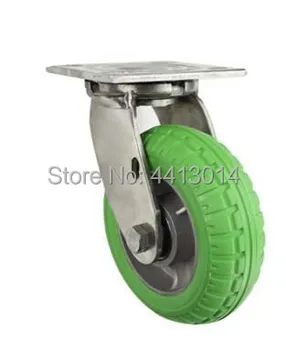 

Heavy Stainless Steel Casters Wheels 250KG 5 inch Elastic Rubber Caster wheel