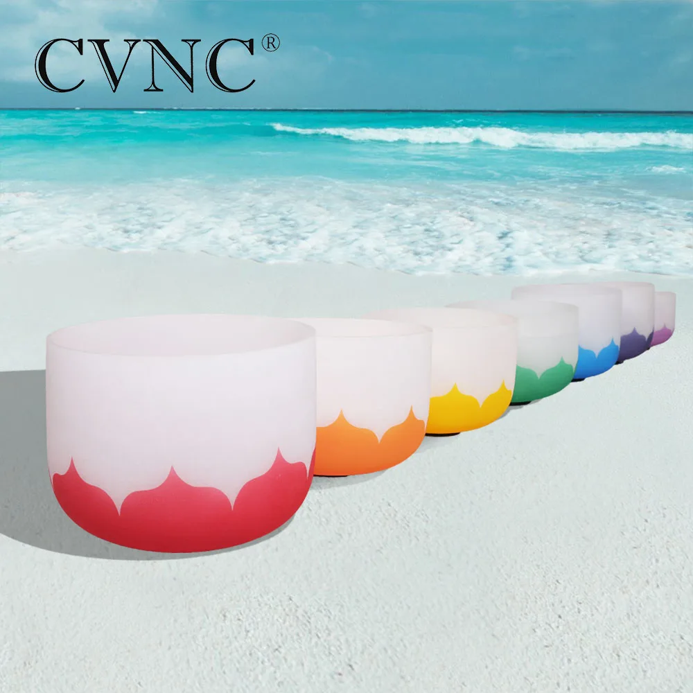 

CVNC 6-12 Inch 7 Chakra Lotus Quartz Crystal Singing Bowl CDEFGAB Set