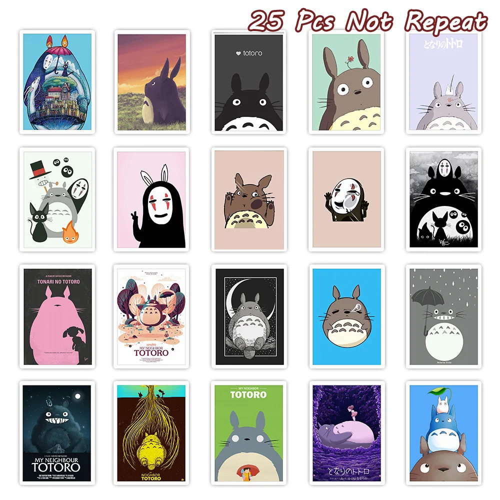 

25 PCS Japanese Miyazaki Hayao Cartoon Movie My Neighbor Totoro Cute Stationery Stickers For Laptop Luggage Car Notebook Decals