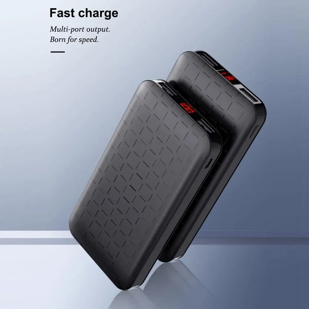 Внешний аккумулятор 20000 мА/ч ультра тонкий внешний Двойной USB светодиодный