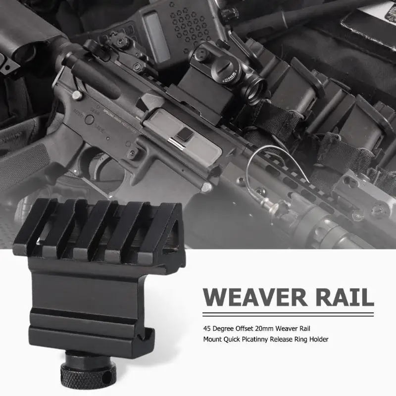 

Hunting Tactics Part 45 Degree Offset 20mm Weaver Rail Mount Quick Picatinny Release Ring Flashlight Holder Mount Mounting clip