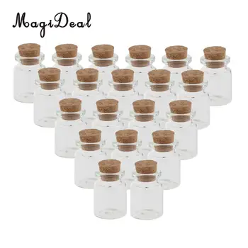 

20pcs 5ml Cork Stoppers Clear Glass Jars Message Drift Wishing Lucky Bottles Essential Oil Sample Vials