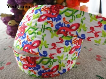 

17071106,New arrival 7/8" (22mm) 10 yards/lot musical note printed grosgrain ribbons colorfuls ribbon DIY handmade materials