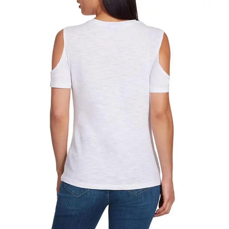 2019 summer women clothing Plus Size female t-shirts Cut out Neck Cold Shoulder Slub Tee hallow out loose tshirts 2019 summer women clothing Plus Size female t-shirts Cut out Neck Cold Shoulder Slub Tee hallow out loose tshirts
