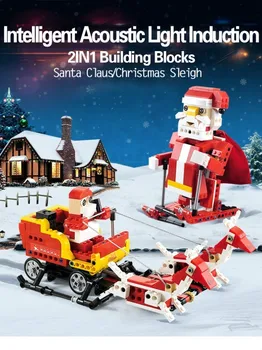 

Double E 2IN1 Building Blocks Legoings Santa Claus Intelligent Educational Brick Toy Figures New Year Gift Compatible All Brands
