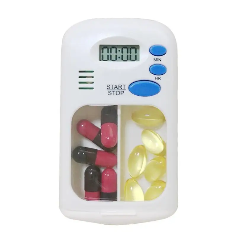 

2 Grid Pill Box Alarm DIY Digital Portable Pill Organizer Timer Travel Case Timing Reminder Medicine Storage Container