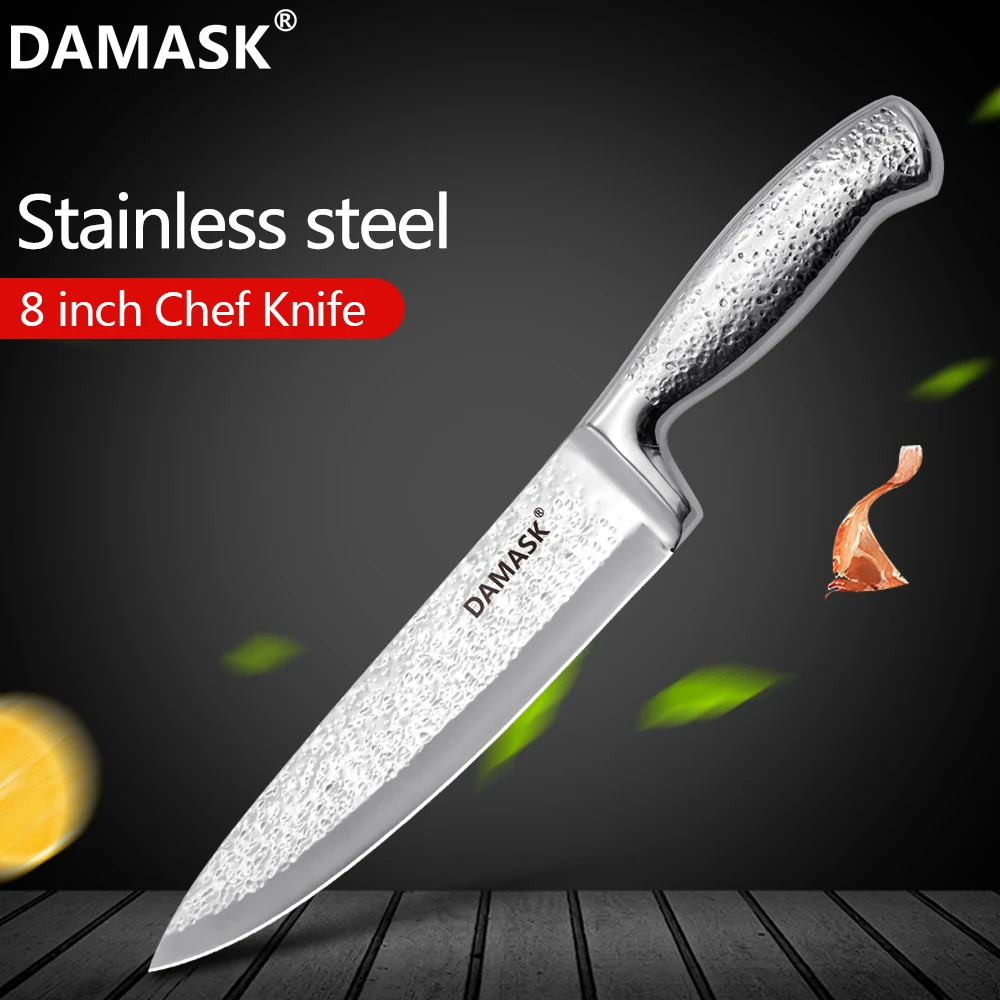 

Damask 8 Inch Kitchen Chef Knife Beauty Hammer Pattern Stainless Steel Santoku Utility Slicing Knife Kitchen Cutlery Knife Tools
