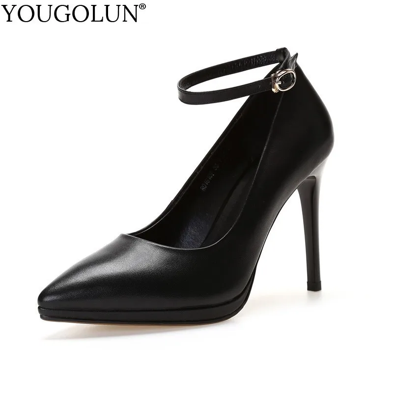 

Women Genuine Leather High Heels Bride Sexy Ladies Evening Black Thin Heel For Ladies Pointed Toe Stiletto Wedding Shoes A115