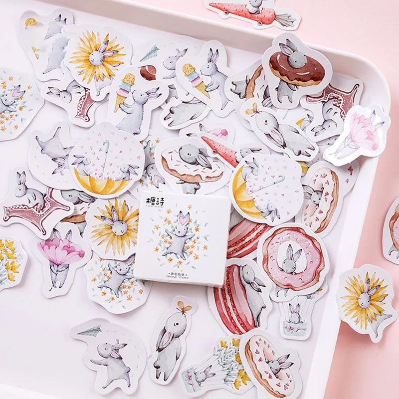 45 шт./кор. милые наклейки кроликов Kawaii Канцелярские бумажные стикеры для девочек