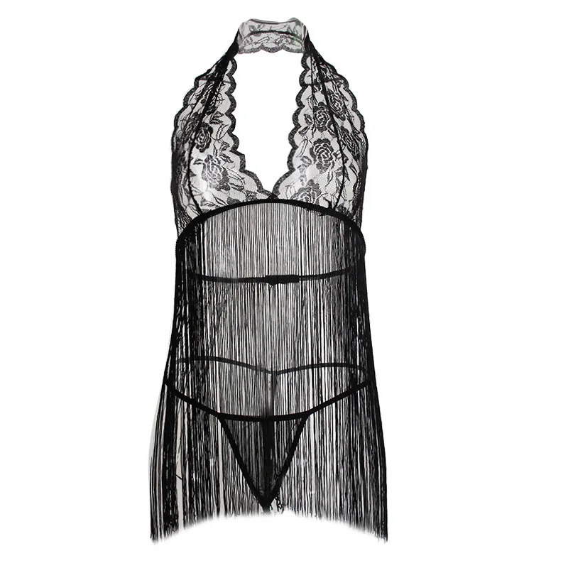 

Sexy Womens Lingerie Lace Babydolls Underwear Nightwear Sleepwear G-string with Print Chemises Transparent Pajama Stain Dress