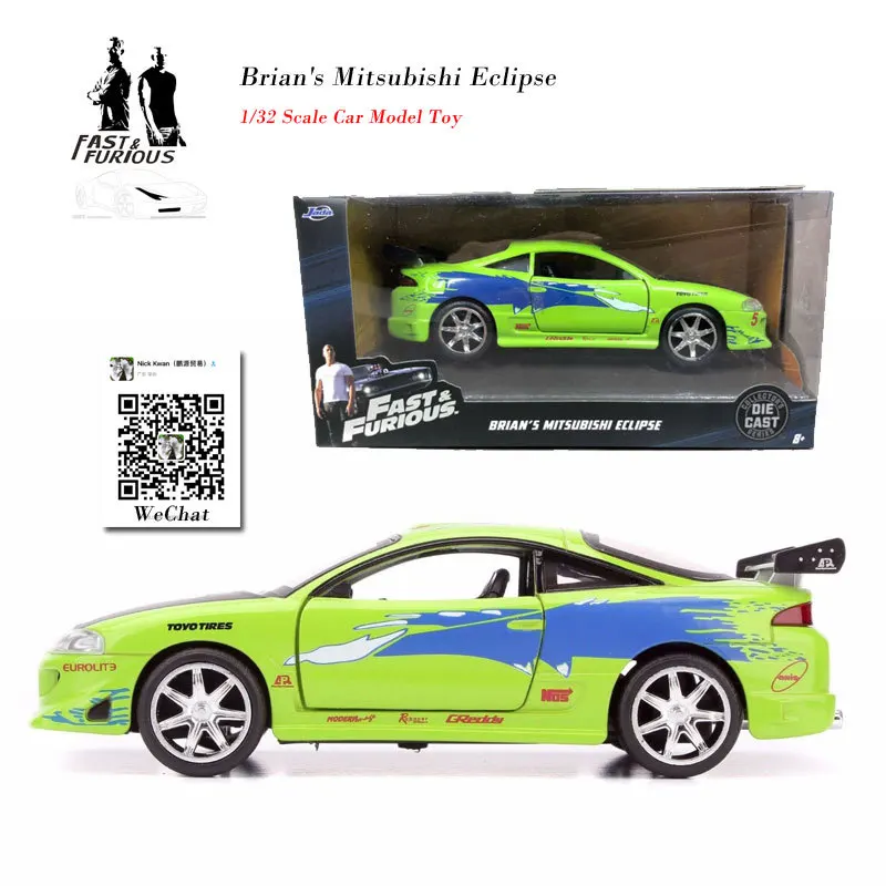 

6pcs/lot Wholesale JADA 1/32 Scale Car Model Toys FAST&FURIOUS Brian's Mitsubishi Eclipse Diecast Metal Car Model Toy