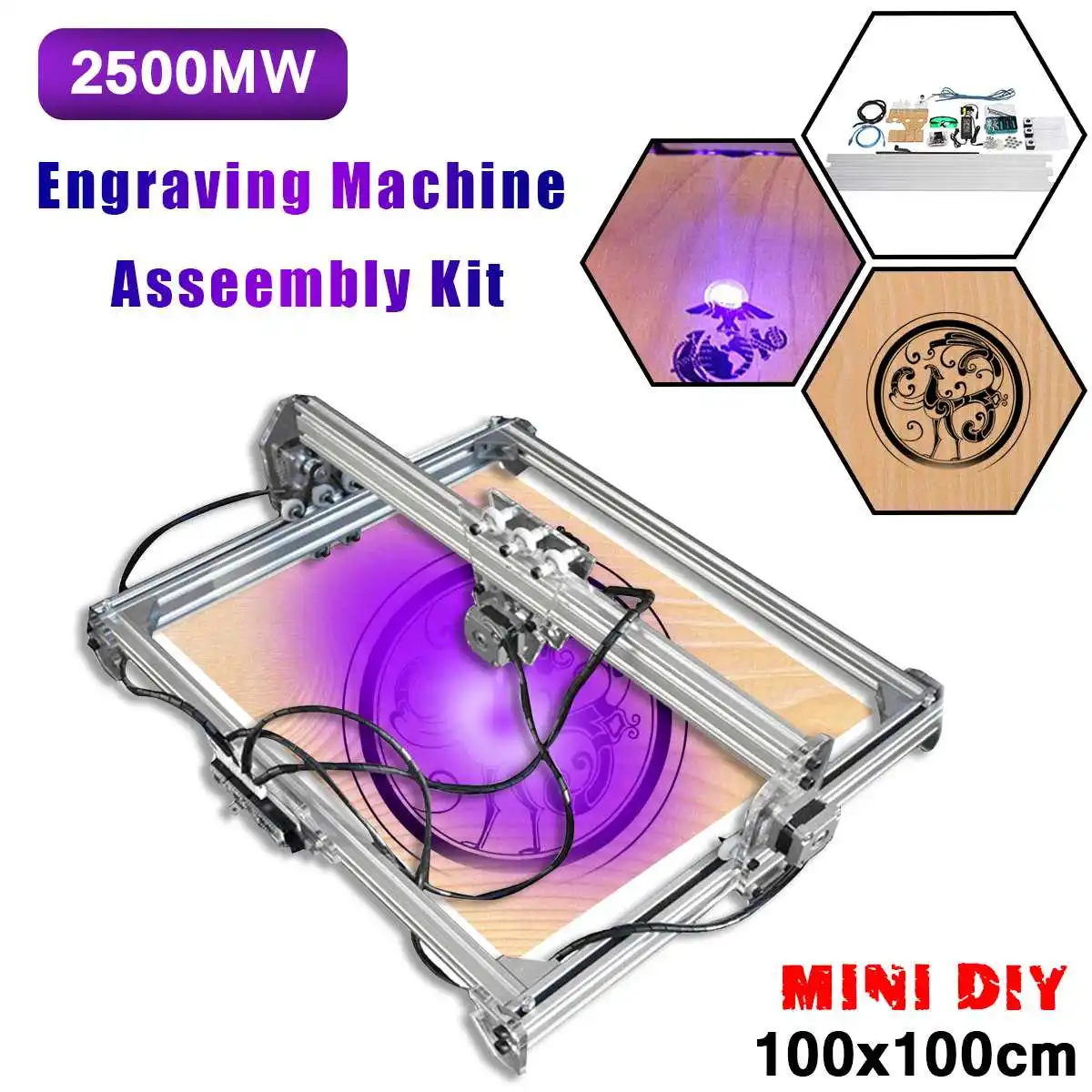 

100x100cm 2500mW CNC DIY Desktop Mini Laser Engraving Machine Mini Desktop Wood Router Carving Cutting Printer Logi Mark for Win