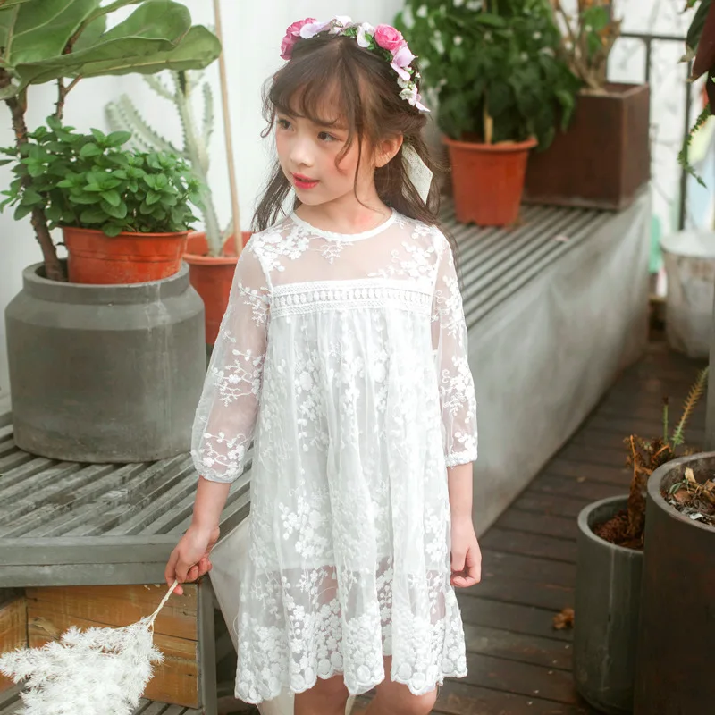 

Summer Girl Clothes Kids Dresses White Lace Flower Dress Girl Party Wedding Dress Kids Princess Girl Dress