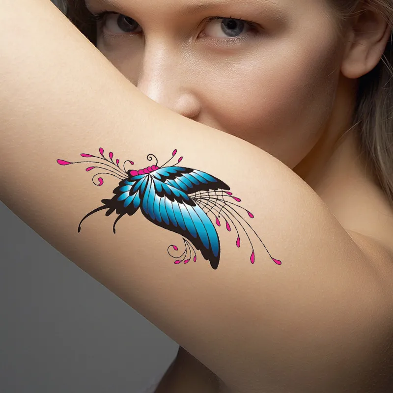 Новая женская 3D временная татуировка наклейка водонепроницаемые наклейки в стиле боди-арт наклейка поддельные татуировки арт тату наклейка-Татуировка бабочка