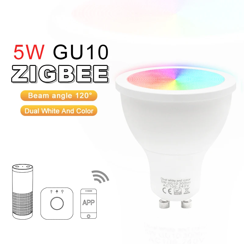 12 шт./компл. ZIGBEE RGBCCT прожектор угол луча 120 градусов 5 Вт GU10 приложение управления