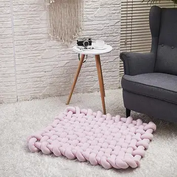 

INS Style Soft Thick Yarn Knitted Baby Play Mat Blanket Hand Weaving Photo Props Nordic Kids Room Bed Sofa Decorative Blanket