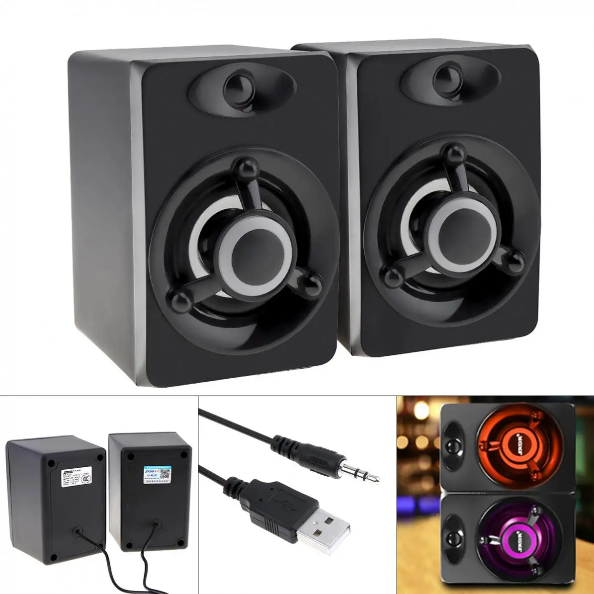 

V-118 USB2.0 Subwoofer Computer Speaker with 3.5mm Audio Plug and USB Power Plug for Desktop PC / Laptop / MP3 / Cellphone