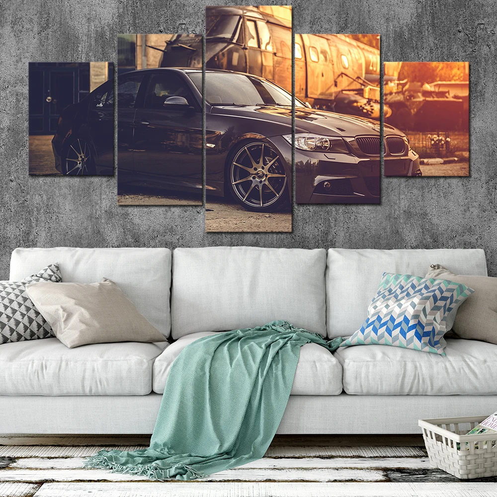 Холст Плакаты украшения для дома стены книги по искусству рамки 5 шт. BMW в сумерках