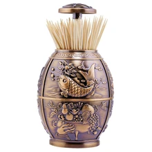 Нажимной Стильный ретро Автоматическая подставка для зубочисток чехол может коробка контейнер для домашнего ресторана кафе клуб бар отель использование(красная бронза