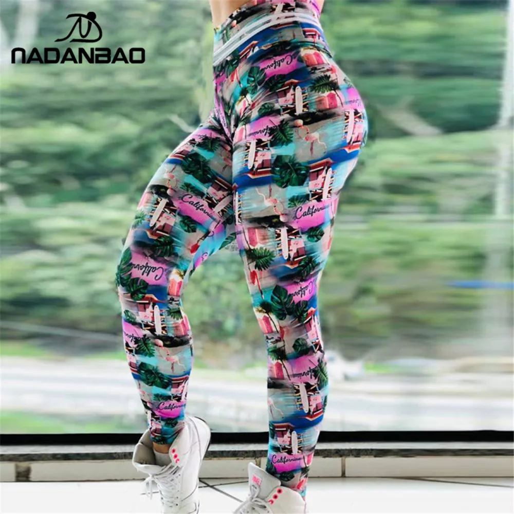 NADANBAO Новое 3D женские спортивные Леггинсы с высокой талией фитнес леггинсы