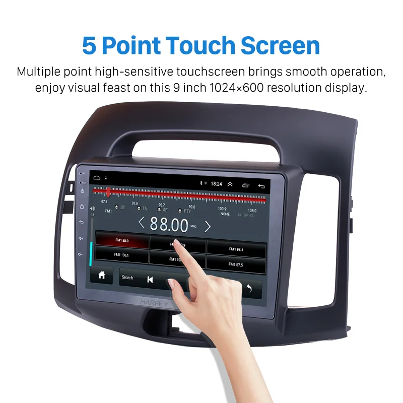 Perfect Harfey Android 8.1 Car Multimedia Player 9" GPS Navi Car Stereo For Hyundai Elantra 2007 2008 2009 2010 2011 WIFI AUX 2