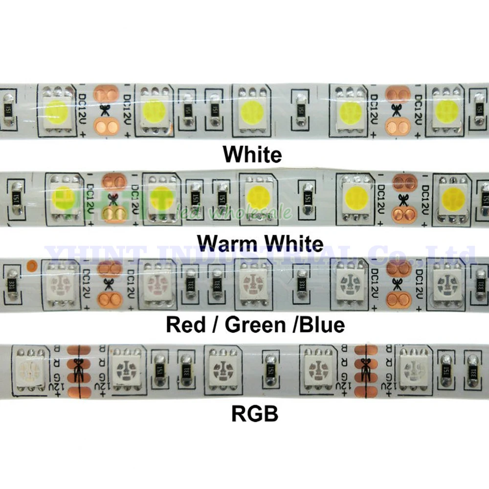1 комплект 5 метров DC12V 5A SMD5050 IP65/IP20 Водонепроницаемый красный синий зеленый желтый