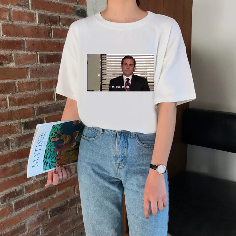 

I Am Dead Inside Quotes t-shirts The Office Michael Scott T-Shirt Unisex Tumblr Grunge Women's Fashion Harajuku Casual tshirt