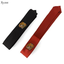 Модные Повседневные Вечерние Галстуки унисекс с вышивкой для студентов, рисунок головы тигра