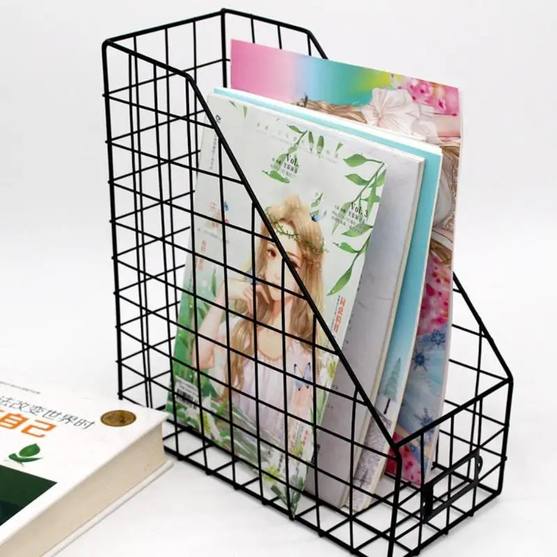 

Nordic Iron Storage Rack Desktop File Book Storage Shelf Organizer for Office Grid Magazine Space Saving Shelf Dropshipping