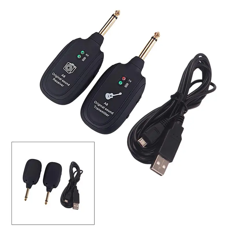 

1Pc Wireless Guitar Transmitter Built-in Rechargeable Battery 50M Transmission Range Guitar Transmitter Receiver for Ukulele