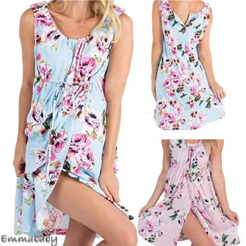 

Pregnant Woman Long Nightdress Milk Fiber Lingerie Sleepwear Sleeveless