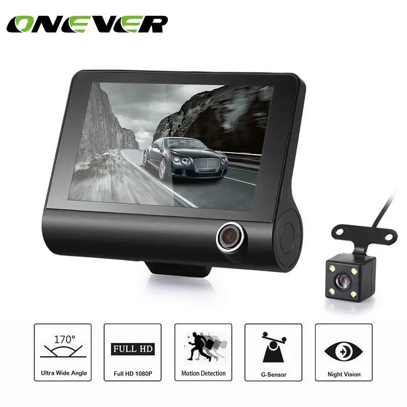 

Onever Car Dual Lens Dash Cam Camera 4 Inch Full HD 1080P Car DVR Camcorder Support G-Sensor / Motion Detection / Loop Recording