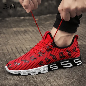 

2019 Fashion Music Printed Sneakers Shoes Men Damping Mans Casual Shoes Striped Design Walking Shoes Spring Autumn Flats