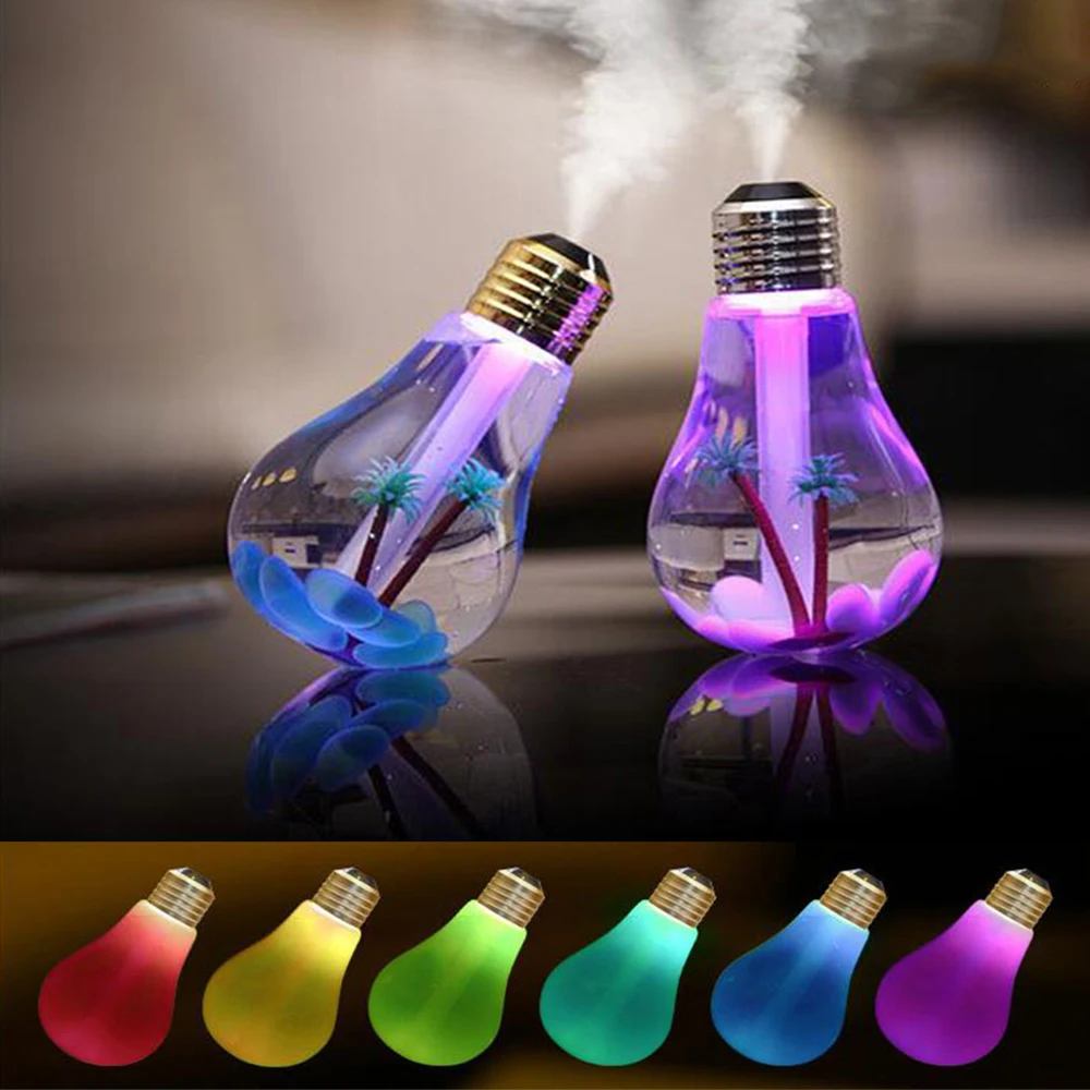 

7 Colors Light Bulb Humidifier LED Night Light 400ML USB DC 5V Air Ultrasonic Humidifier Oil Essential Aroma Diffuser Mist Maker