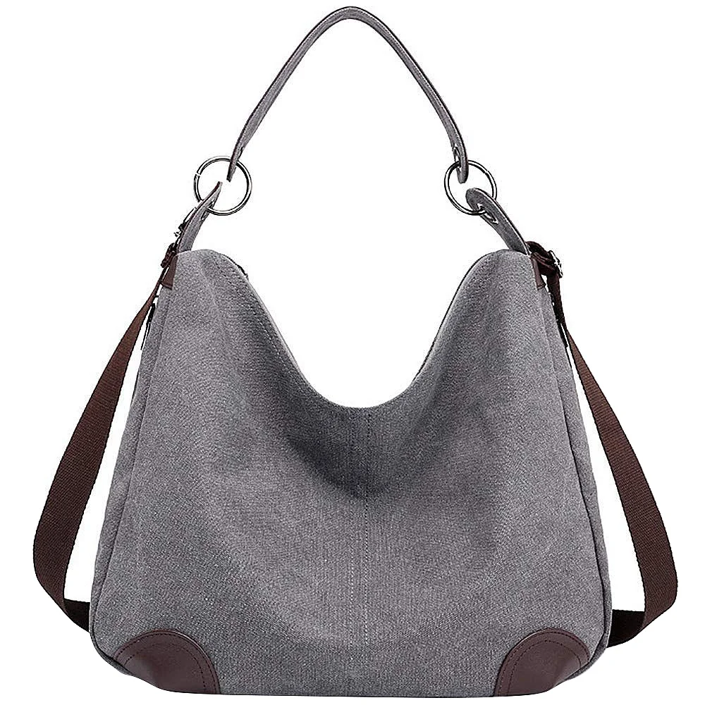 

Canvas Handbag Casual Shoulder Bags Purse Top Handle Handbags Crossbody Bags For Women Gray