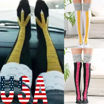 

Funny 3D Chicken High Creative Cartoon Animal Thigh Stocking Women Men Printed Slim Novelty Stockings