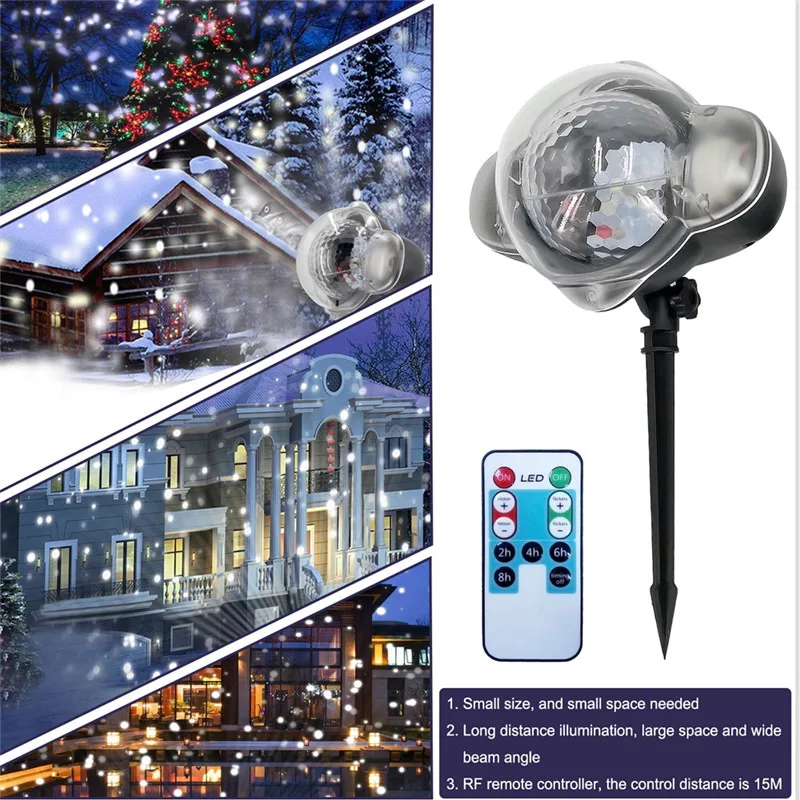 

CLAITE 12W 4 LED Projector Stage Light Waterproof Outdoor Spotlight with Remote Controll AC100-240V Snowflake Christmas Light