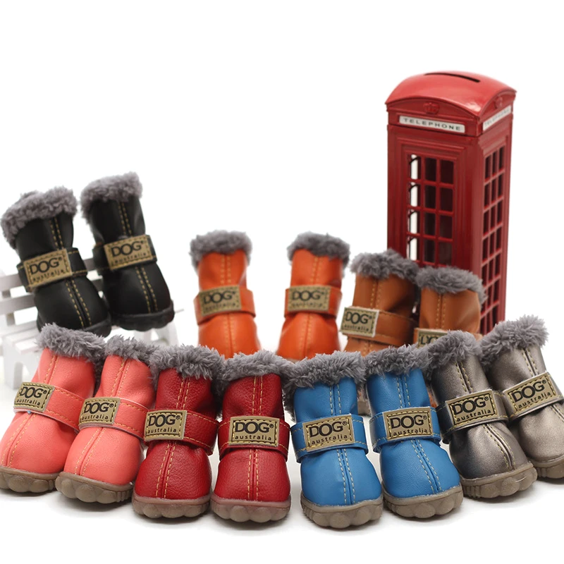 Winter Dogs Snow Boots Leather Dog Shoes For Chihuahua